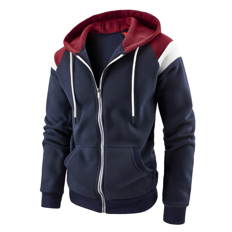 Bluza z kapturem w blokach kolorów, luźny krój