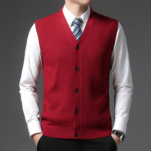 Kamizelka z dekoltem V na guziki, krój slim fit