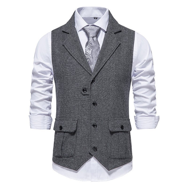 Kamizelka z tkaniny w stylu vintage, formalny charakter