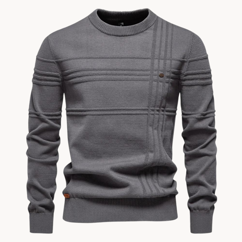 Sweter zimowy z okrągłym dekoltem, ciepły materiał