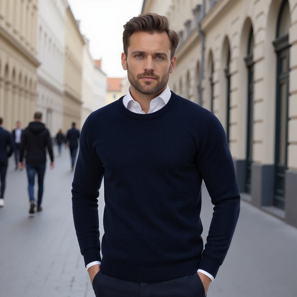 Sweter z okrągłym dekoltem, jednolity design