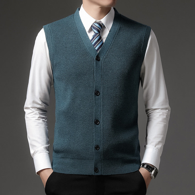 Kamizelka z dekoltem V na guziki, krój slim fit