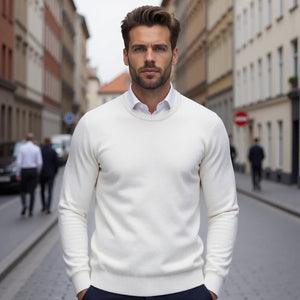 Sweter z okrągłym dekoltem, jednolity design