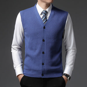Kamizelka z dekoltem V na guziki, krój slim fit