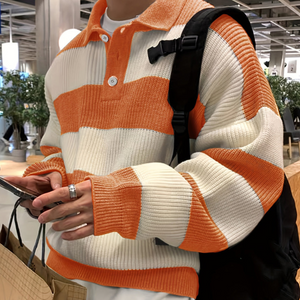 Sweter w paski o luźnym kroju, kontrastowe kolory
