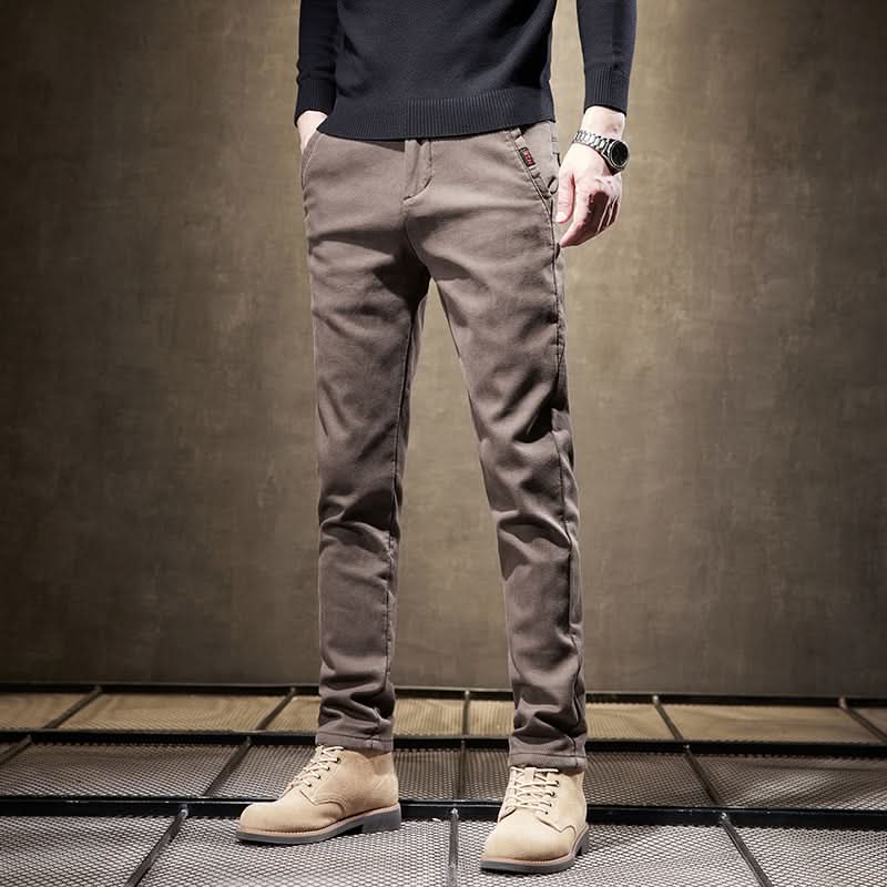Spodnie slim fit z bawełny ze stretchem, gładkie wykończenie