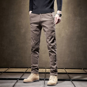 Spodnie slim fit z bawełny ze stretchem, gładkie wykończenie