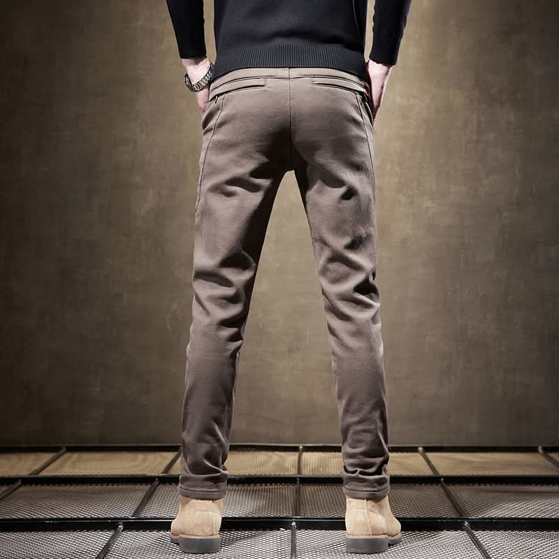 Spodnie slim fit z bawełny ze stretchem, gładkie wykończenie