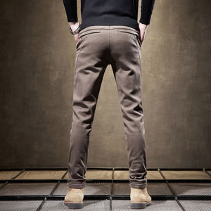 Spodnie slim fit z bawełny ze stretchem, gładkie wykończenie