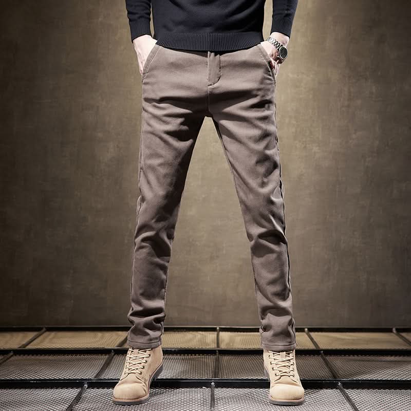 Spodnie slim fit z bawełny ze stretchem, gładkie wykończenie