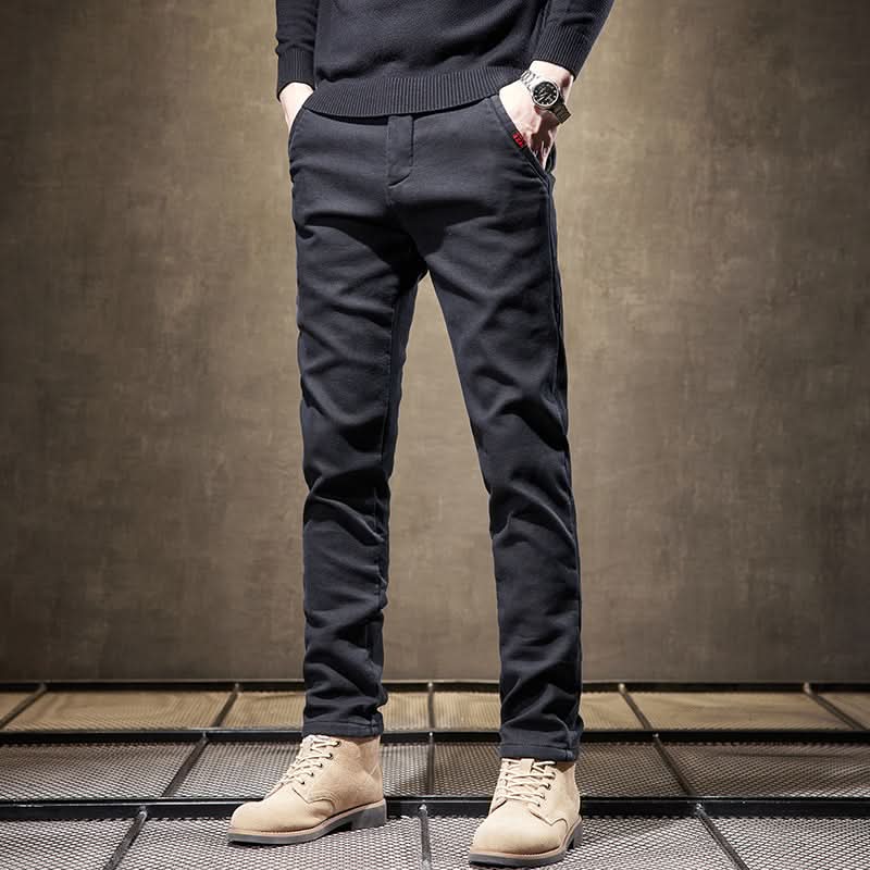 Spodnie slim fit z bawełny ze stretchem, gładkie wykończenie