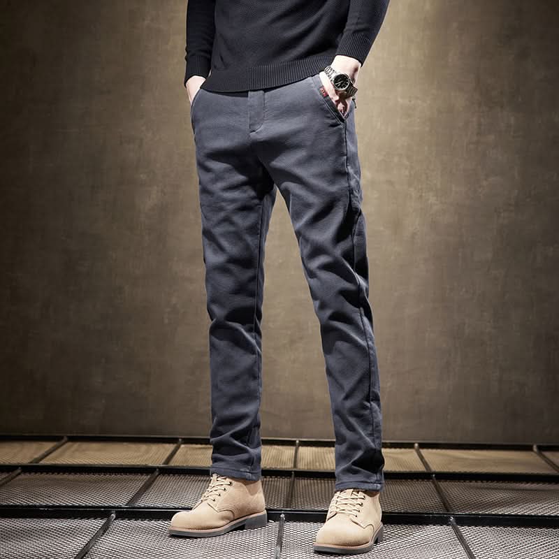 Spodnie slim fit z bawełny ze stretchem, gładkie wykończenie