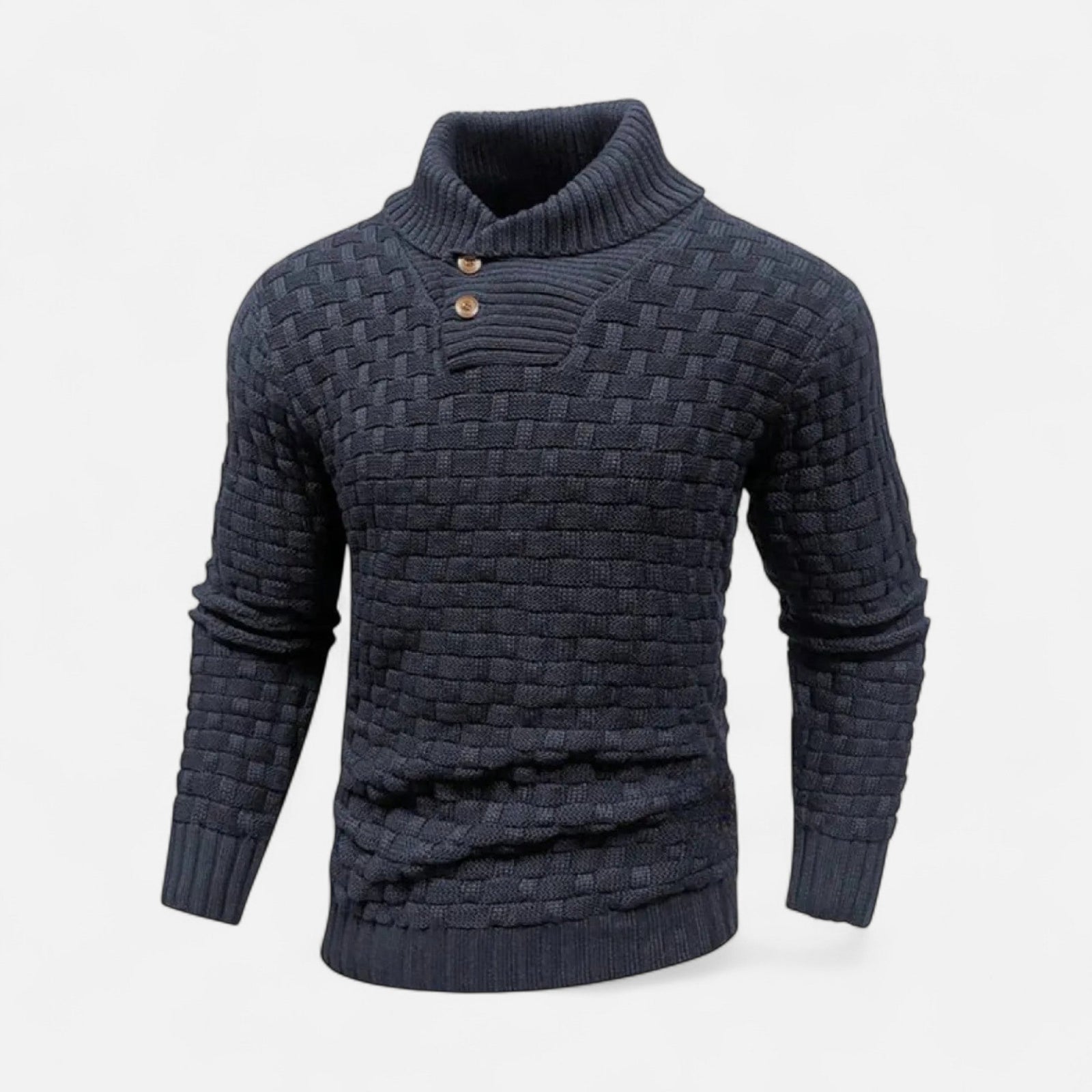 Sweter zimowy ze stójką i detalem guzików