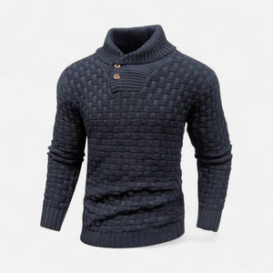 Sweter zimowy ze stójką i detalem guzików