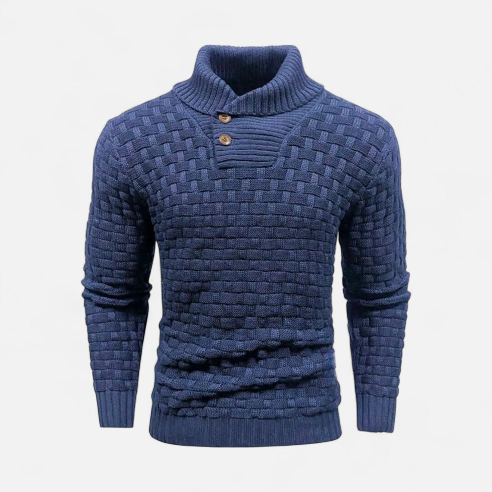 Sweter zimowy ze stójką i detalem guzików