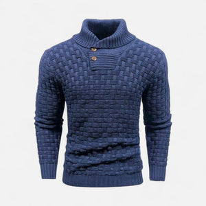 Sweter zimowy ze stójką i detalem guzików