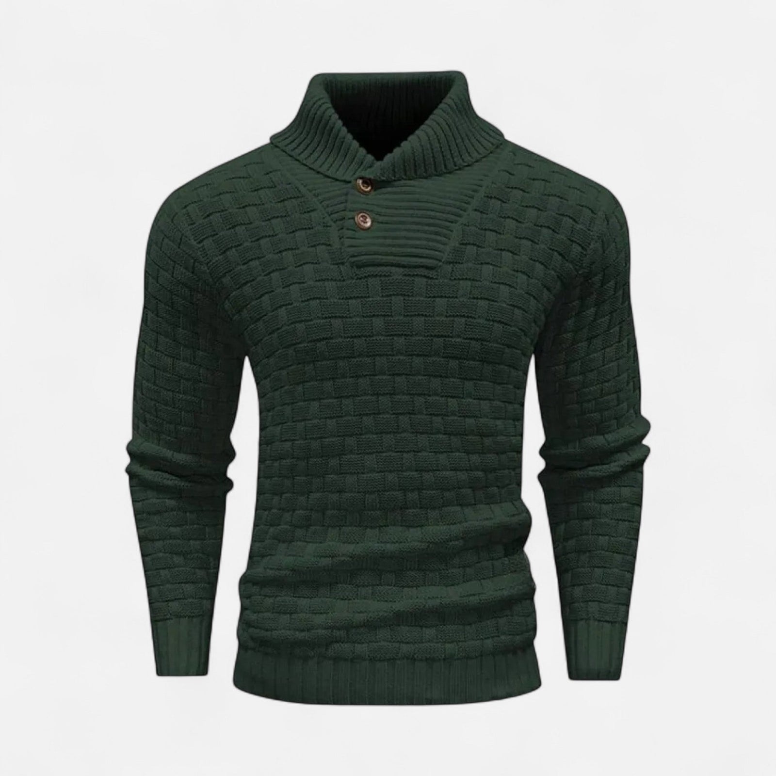 Sweter zimowy ze stójką i detalem guzików