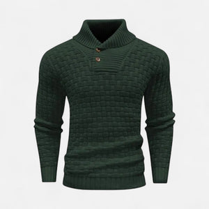 Sweter zimowy ze stójką i detalem guzików
