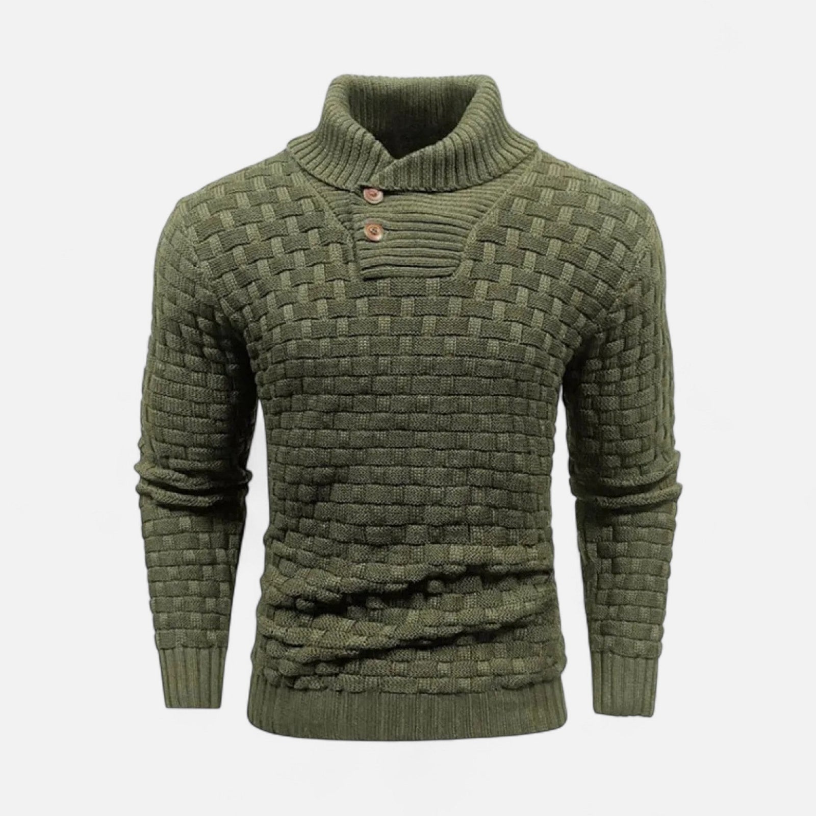 Sweter zimowy ze stójką i detalem guzików