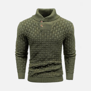 Sweter zimowy ze stójką i detalem guzików