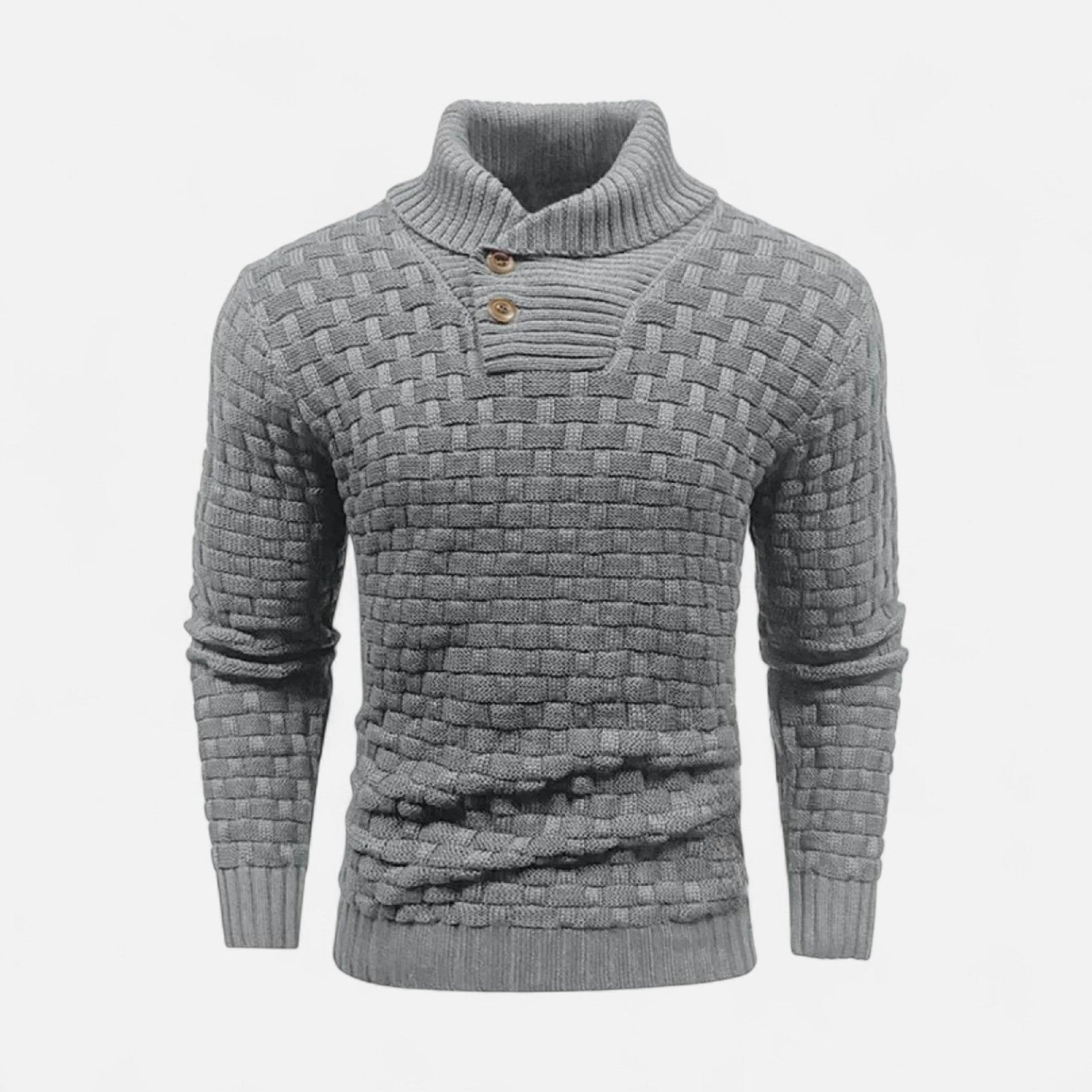 Sweter zimowy ze stójką i detalem guzików