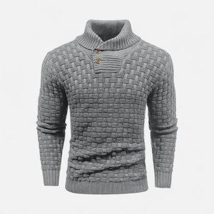 Sweter zimowy ze stójką i detalem guzików