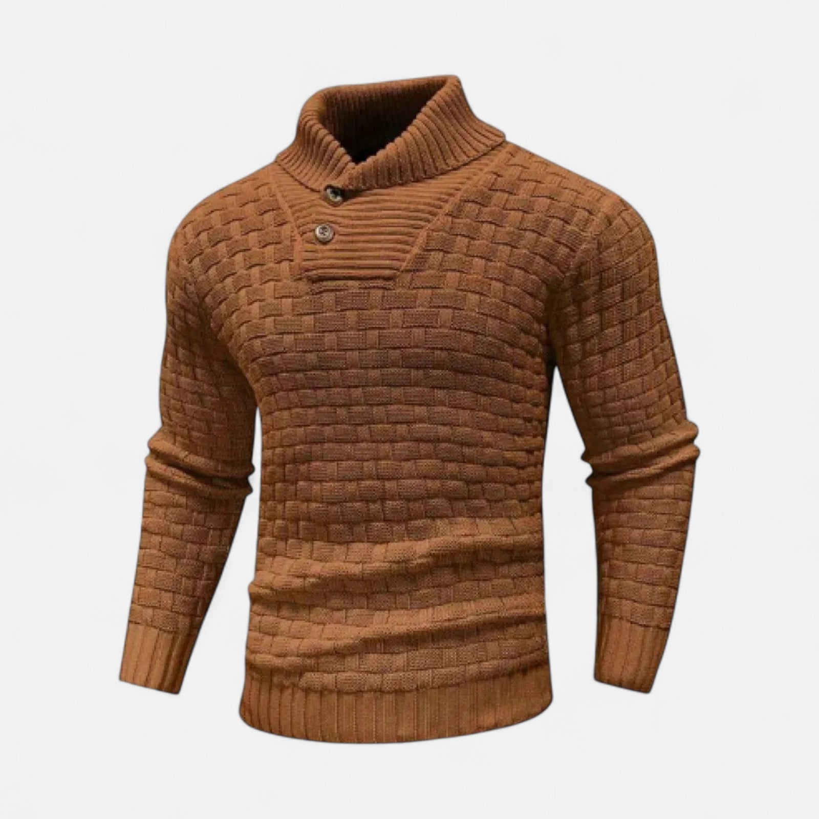 Sweter zimowy ze stójką i detalem guzików