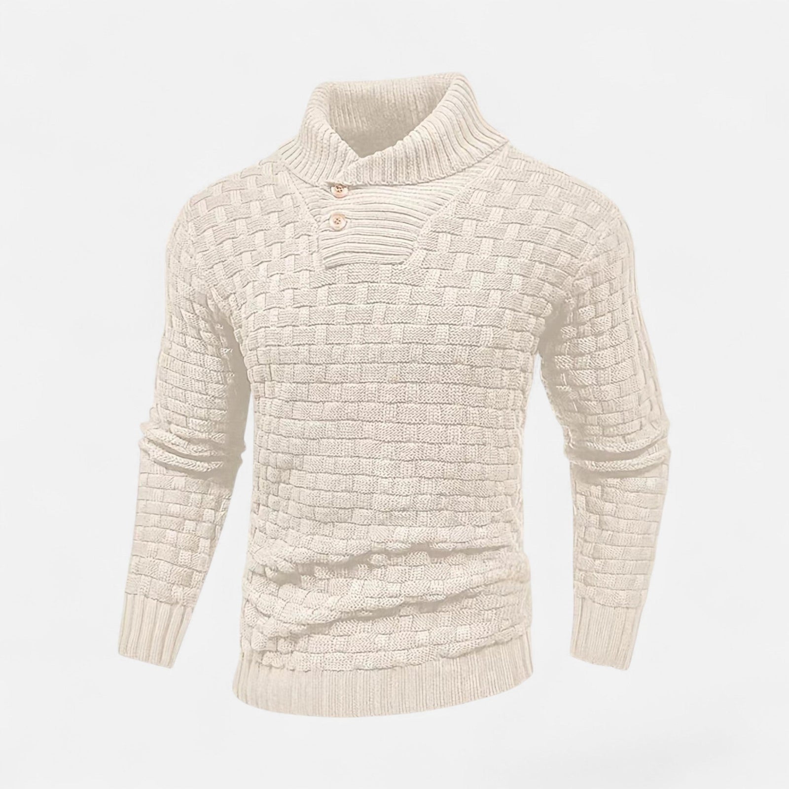 Sweter zimowy ze stójką i detalem guzików