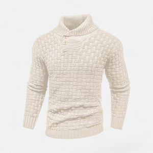 Sweter zimowy ze stójką i detalem guzików