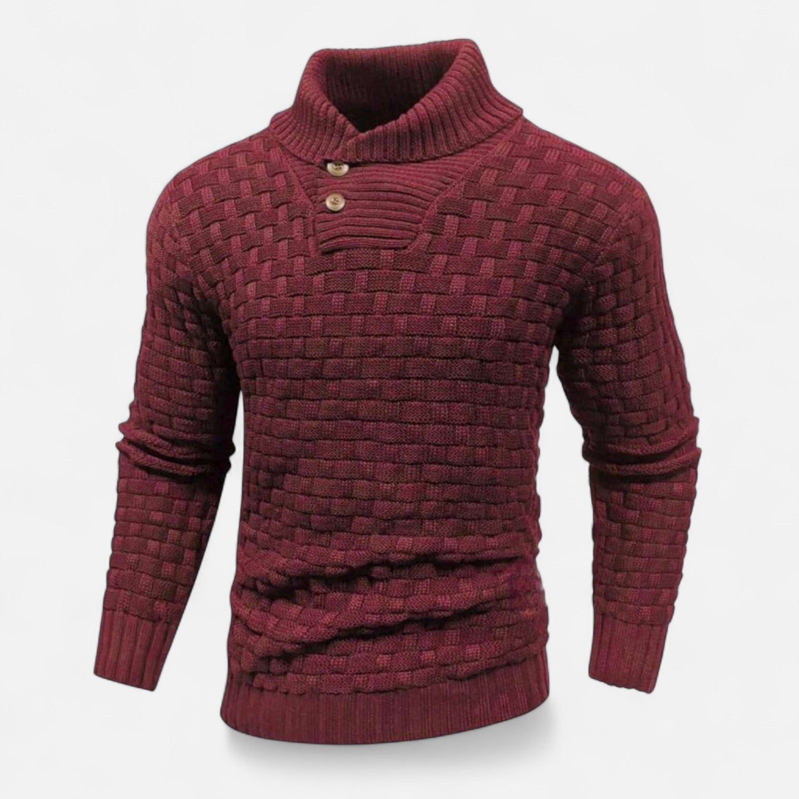 Sweter zimowy ze stójką i detalem guzików