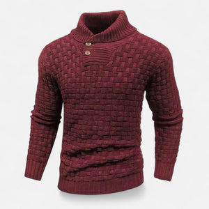 Sweter zimowy ze stójką i detalem guzików