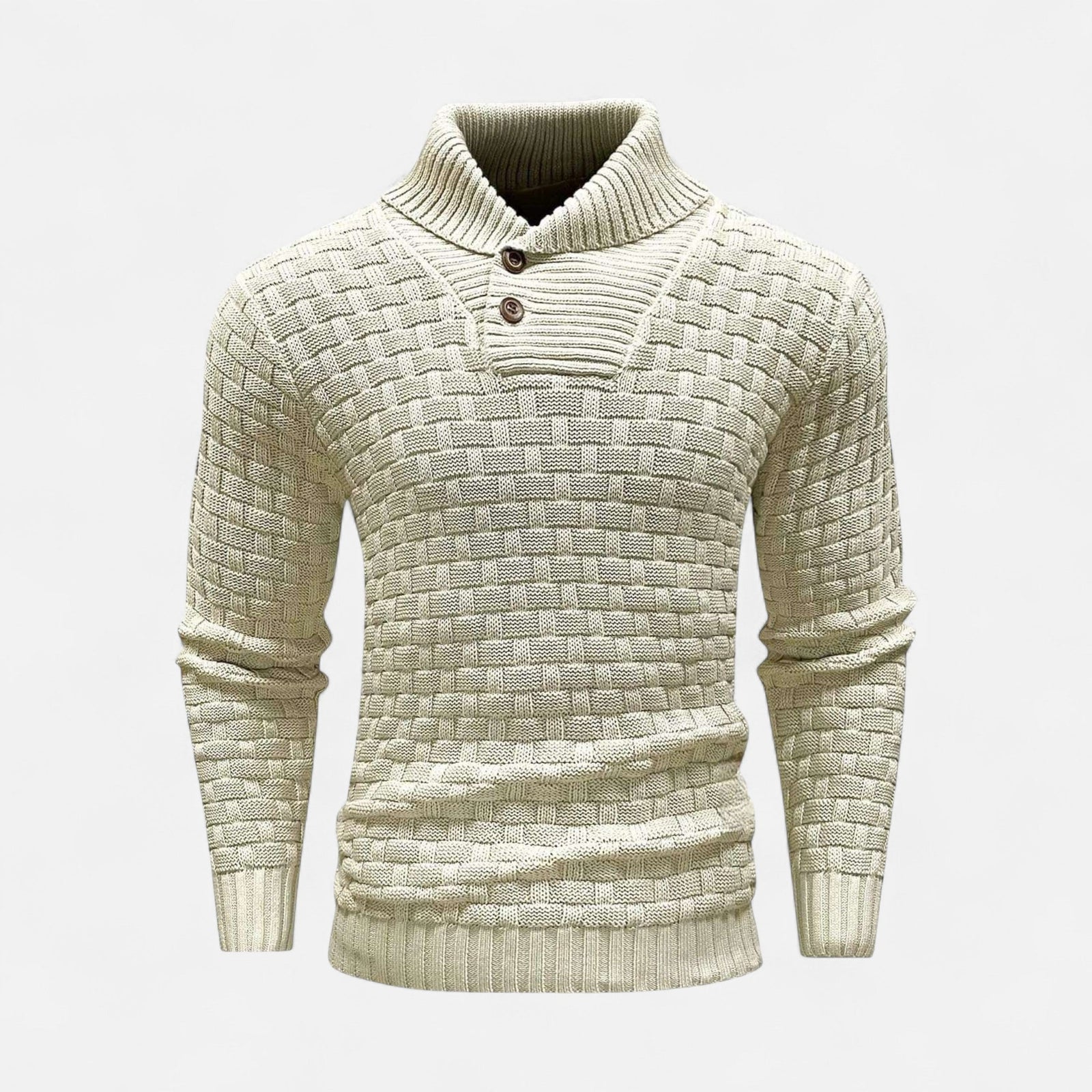 Sweter zimowy ze stójką i detalem guzików