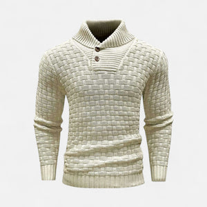 Sweter zimowy ze stójką i detalem guzików