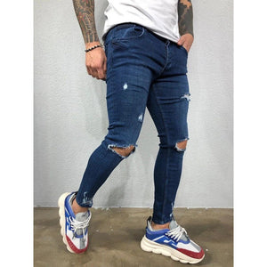 Jeansy Rik skinny z przetarciami, buntowniczy rys