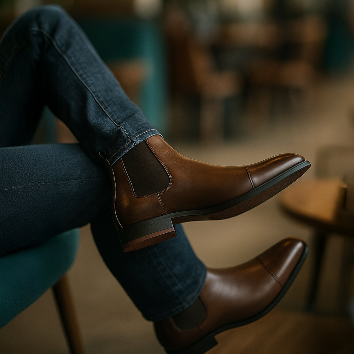 Sztyblety skórzane Savile Row, opływowa forma
