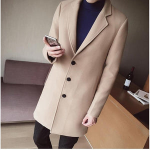 Długi płaszcz wełniany slim fit, ponadczasowa elegancja