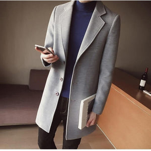 Długi płaszcz wełniany slim fit, ponadczasowa elegancja