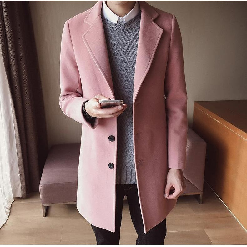 Długi płaszcz wełniany slim fit, ponadczasowa elegancja