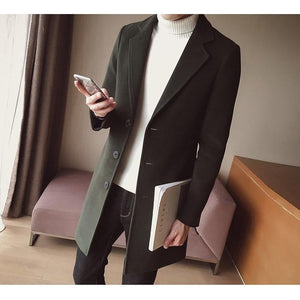 Długi płaszcz wełniany slim fit, ponadczasowa elegancja