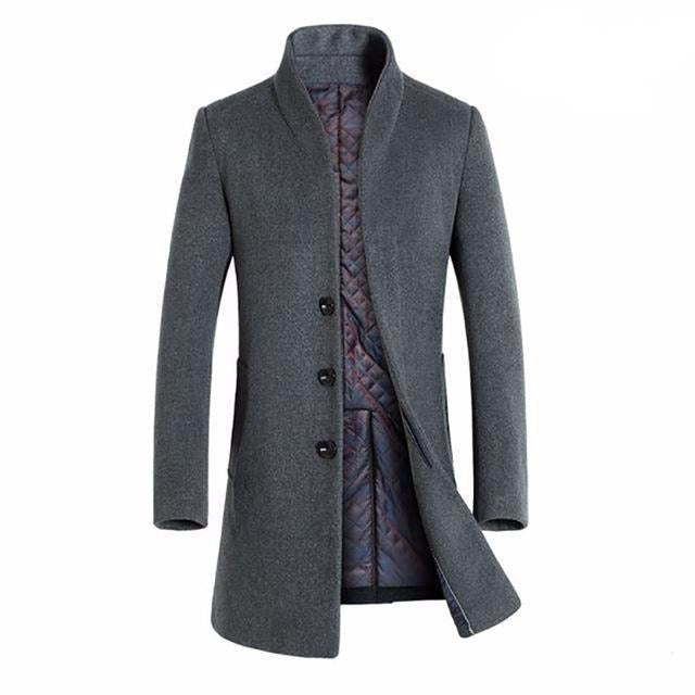 Długi wełniany płaszcz Jasper, taliowana linia