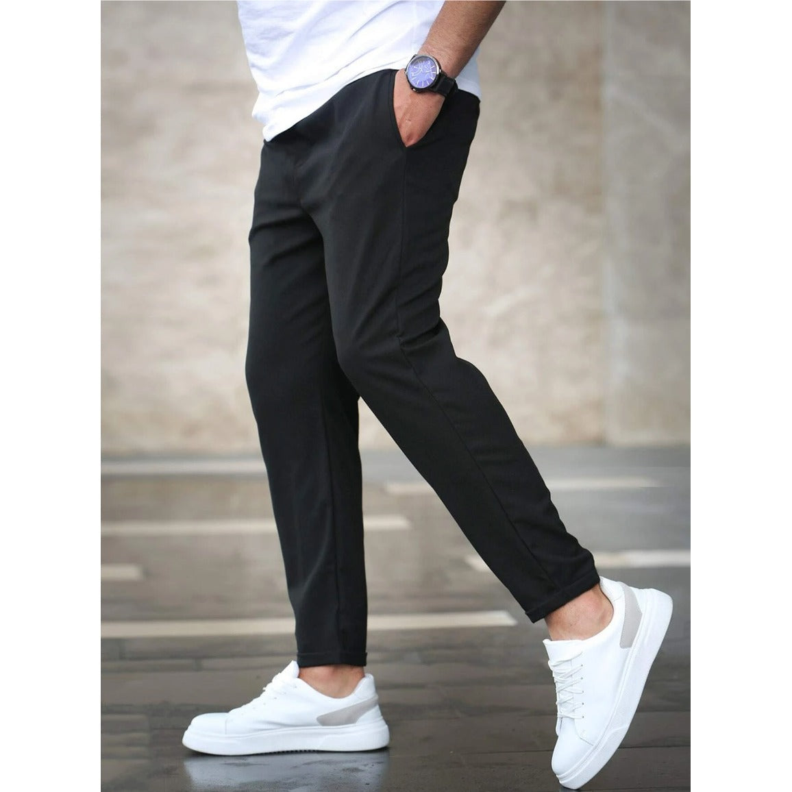 Spodnie codzienne slim fit z regulowanym pasem
