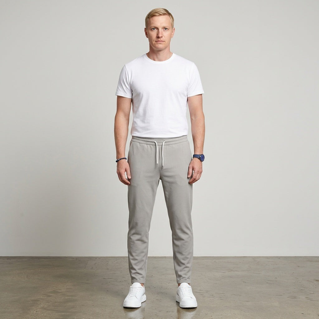 Spodnie slim fit ze sznurkiem w pasie, zwężana nogawka