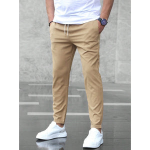 Spodnie slim fit ze sznurkiem w pasie, zwężana nogawka