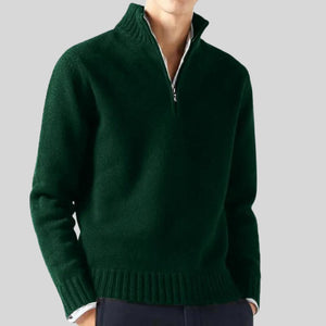 Sweter Anton z krótkim zamkiem, mieszanka materiałów