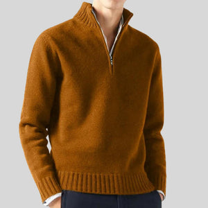 Sweter Anton z krótkim zamkiem, mieszanka materiałów