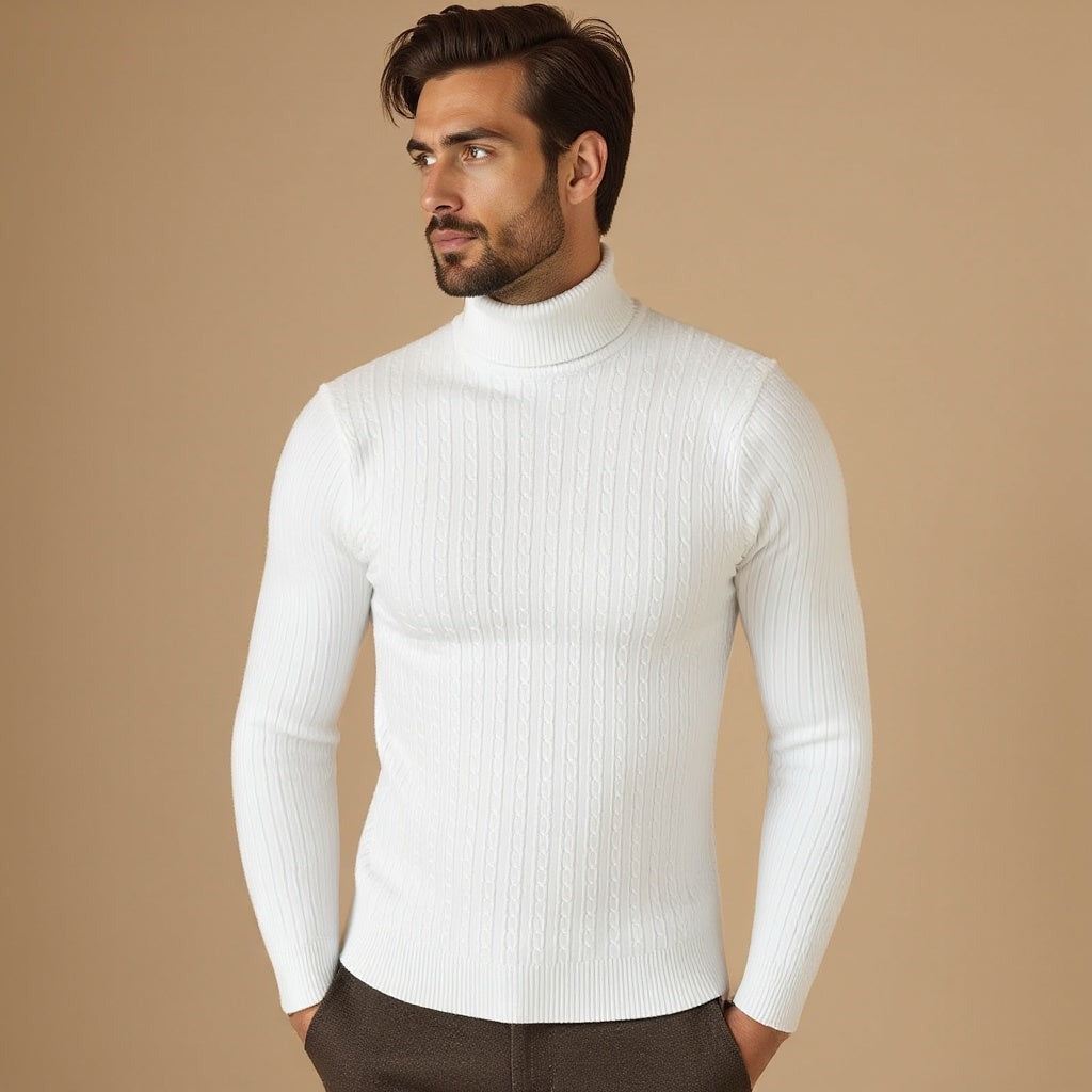 Sweter Conrad ze splotem warkoczowym, ciepło i elegancja