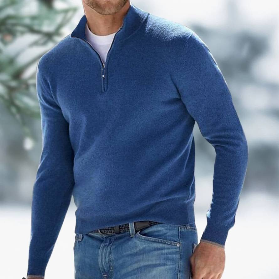 Sweter z krótkim zamkiem, minimalistyczny design