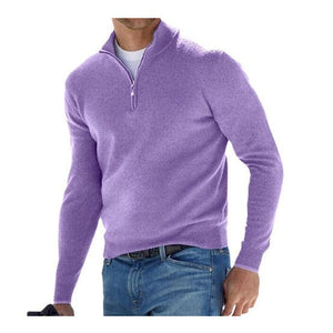 Sweter z krótkim zamkiem, minimalistyczny design