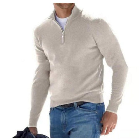 Sweter z krótkim zamkiem, minimalistyczny design