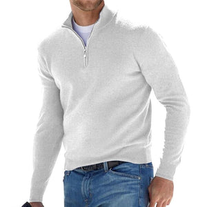 Sweter z krótkim zamkiem, minimalistyczny design